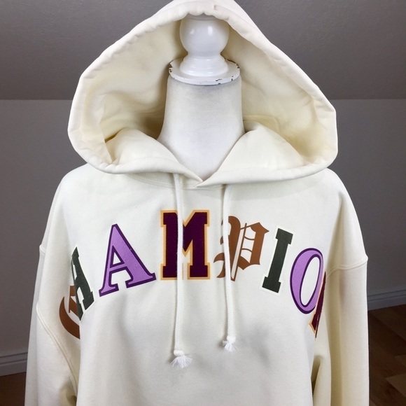 Champion Reverse Weave Old English Logo Cropped Hoodie Sweatshirt Size 2XL - Picture 6 of 10